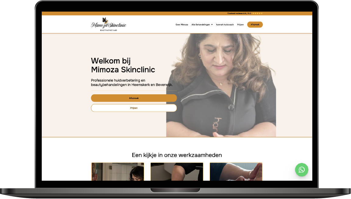 Screenshot van mimoza-skinclinic.nl